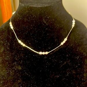 Freshwater pearl and liquid silver necklace